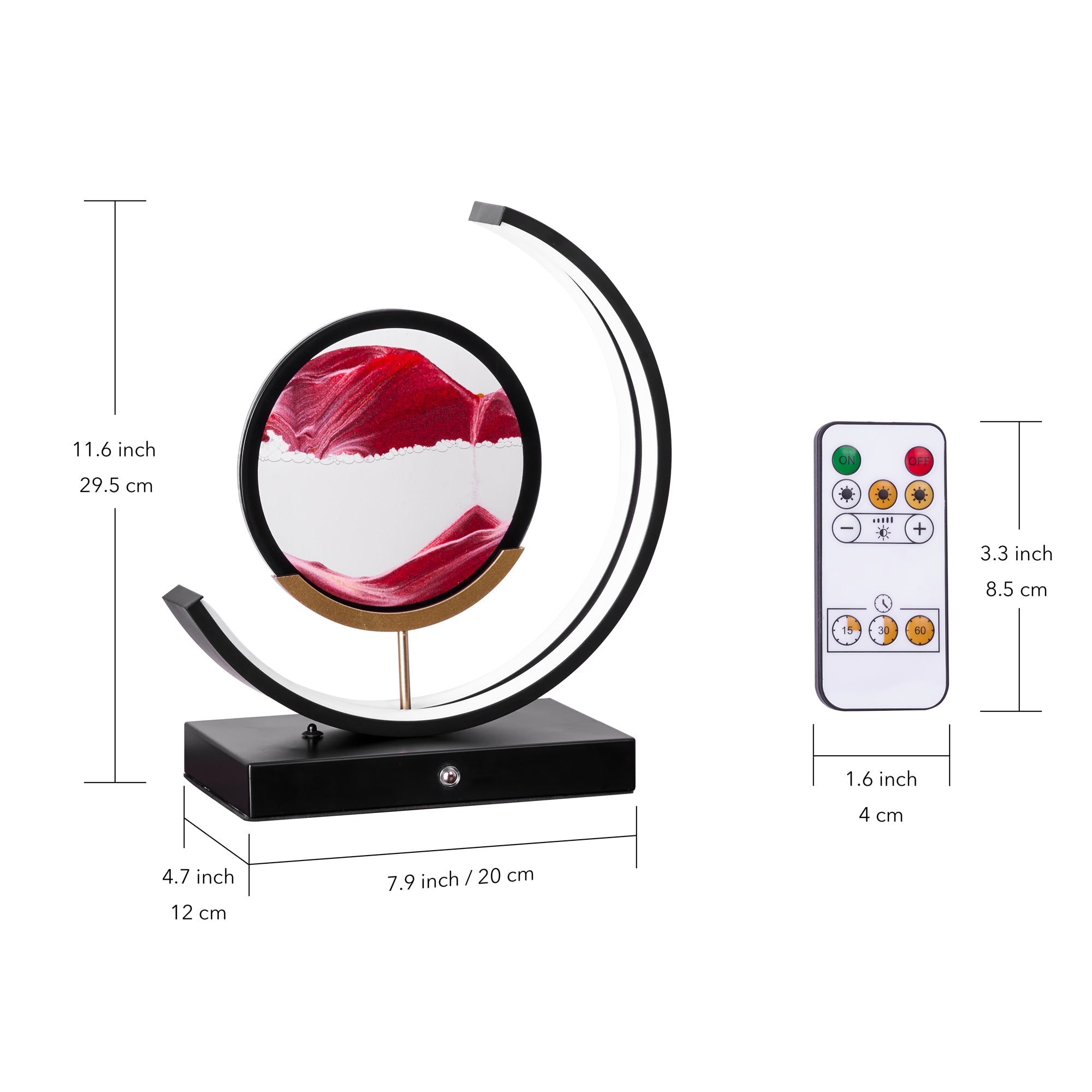 Moving sandscapes LED table lamp in glass and aluminum with falling sand mountain landscape design — view 4