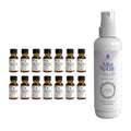 Pursonic aromatherapy gift set featuring 14 essential oil bottles and one lavender sea salt mist spray