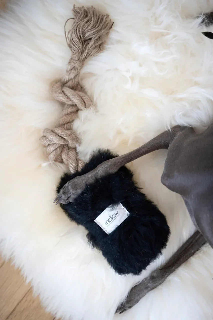 Square or Rectangular Natural Sheepskin Pet Mat - White-3