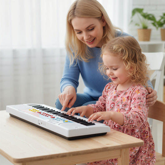 Kids Piano Keyboard 49 Keys Portable Electric Keyboard Piano with 8 Rhythms 8 Tones-Black
