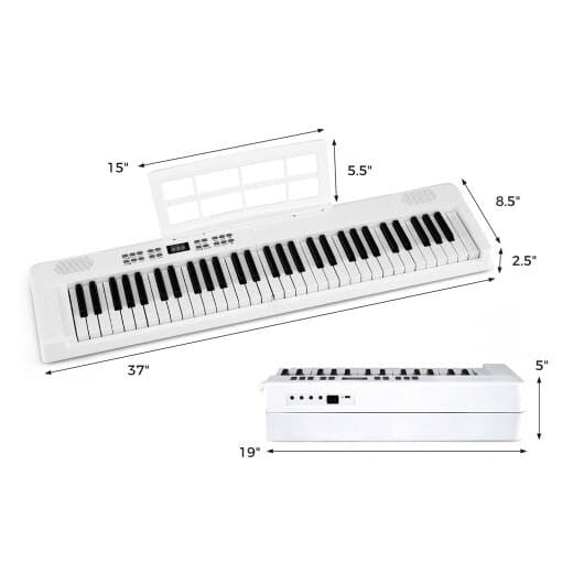 Pink 61-key foldable electronic piano keyboard with carrying bag and touch sensitive keys
