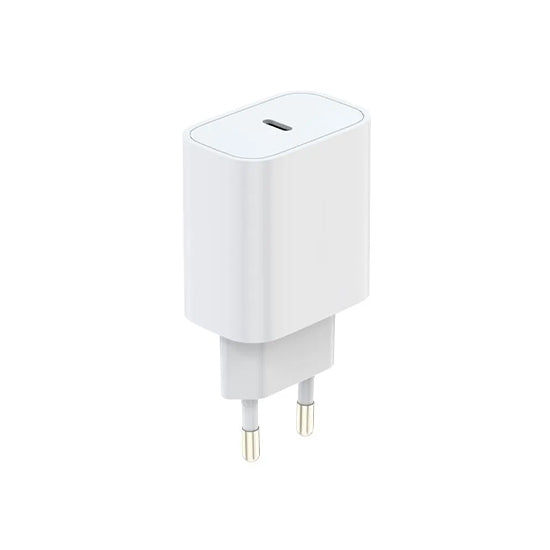 White 20W USB-C power delivery wall charger adapter for smartphones and modern tech devices — view 3