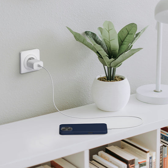 White 20W USB-C power delivery wall charger adapter for smartphones and modern tech devices — view 5