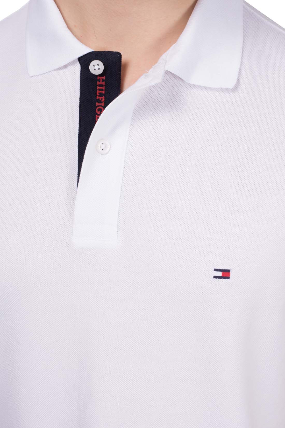 Men's navy blue stretch cotton polo shirt with short sleeves and signature logo placket details — view 9