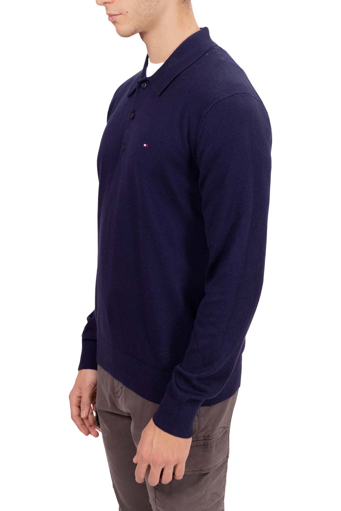TOMMY HILFIGER - Men's cashmere blend pullover with polo collar