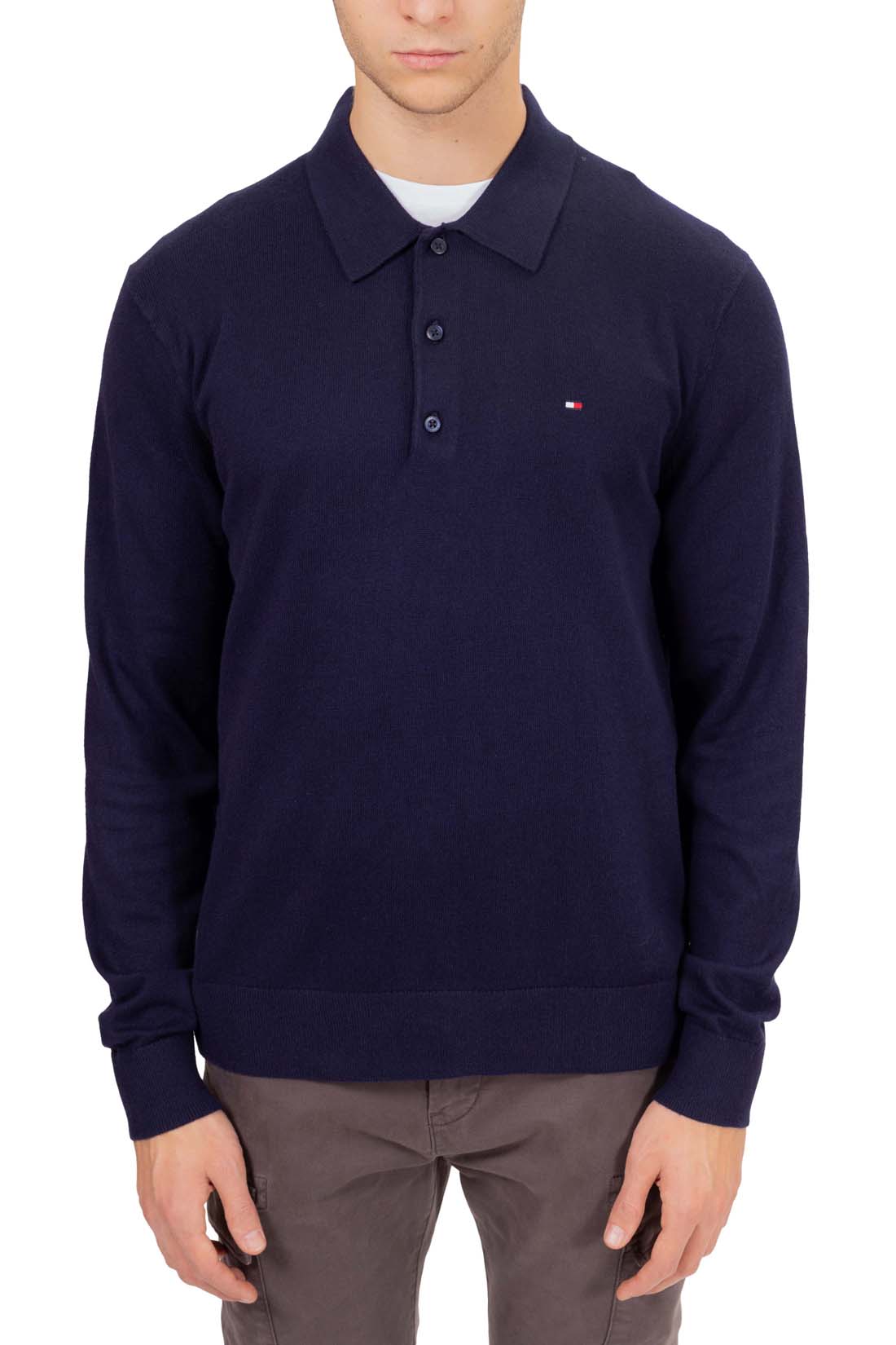 TOMMY HILFIGER - Men's cashmere blend pullover with polo collar