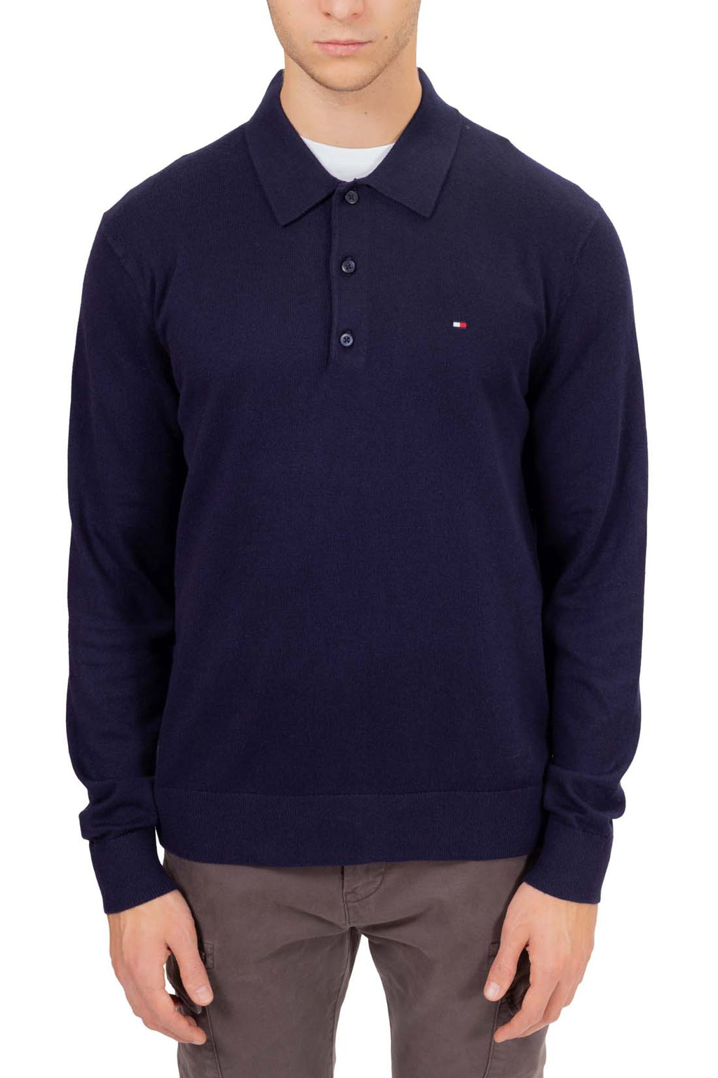 TOMMY HILFIGER - Men's cashmere blend pullover with polo collar