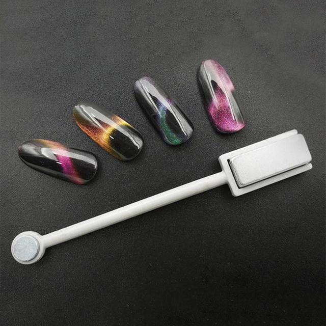 Bottle of 3D holographic chameleon magnetic nail polish with color shifting metallic effects and brush — view 5