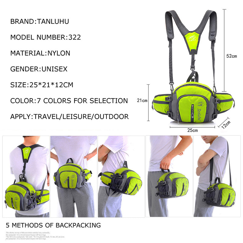 5L convertible hydration fanny pack in water-resistant ripstop nylon with integrated water bottle holder — view 3