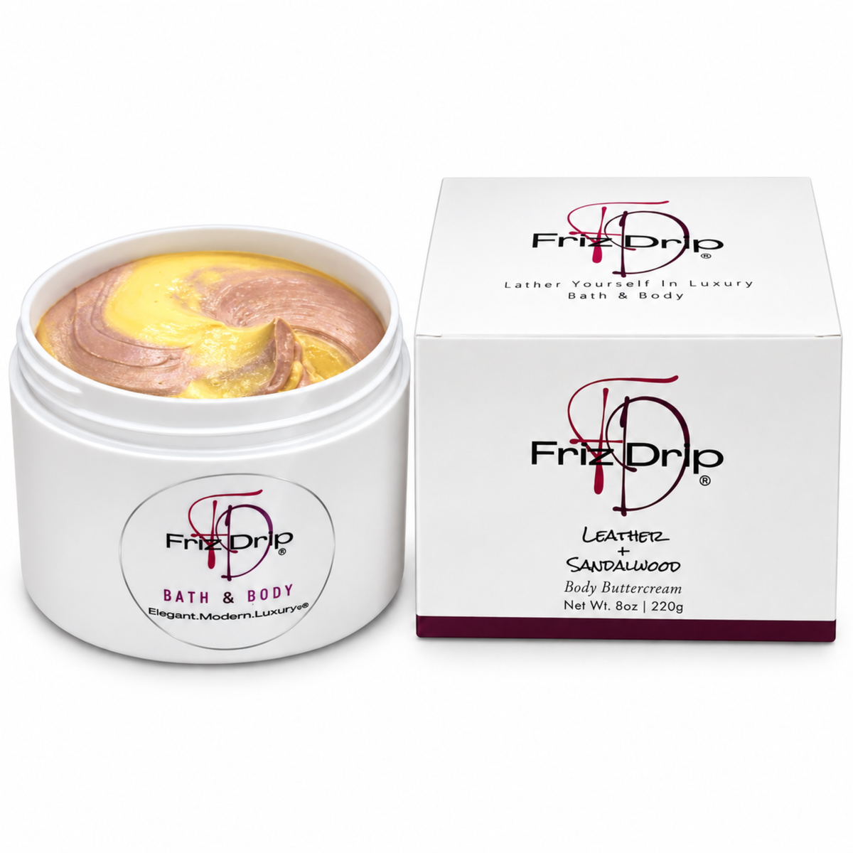 Leather + Sandalwood Body Buttercream – Moisturizing Shea Butter & Safflower Oil, Mint, Leather & Woody Scent, 8 oz-0