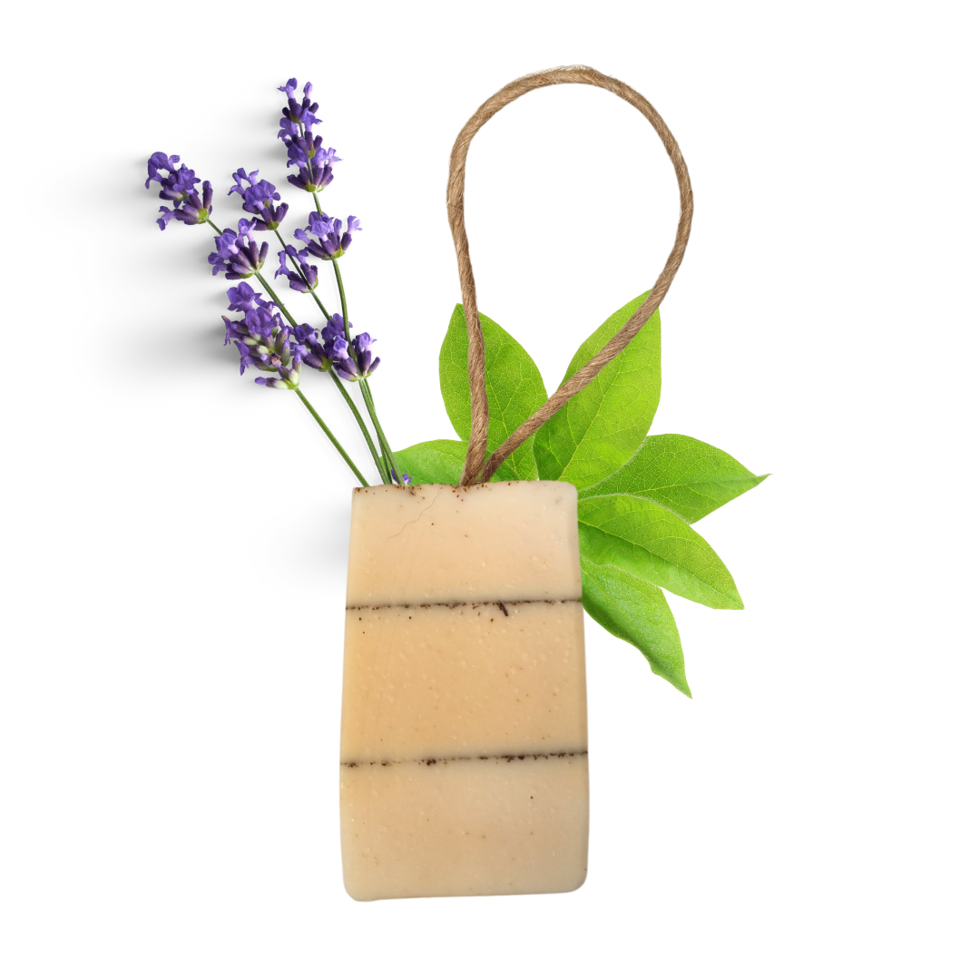 Handmade natural lavender verbena soap bar displayed with botanical ingredients and a rich creamy lather — view 5