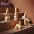 Geometric silicone candle mold from the Dobraduras series for seamless structural wax casting