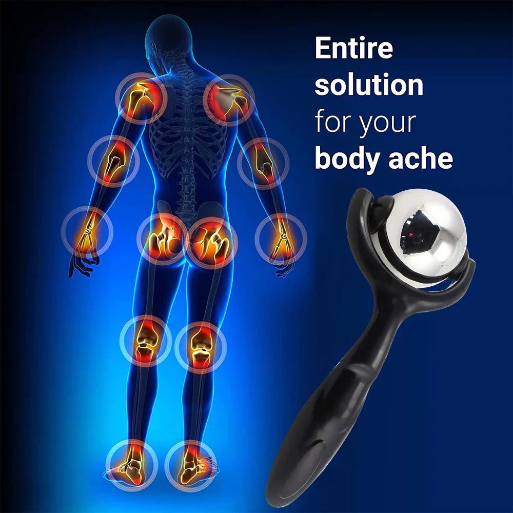 Stainless steel massage roller ball in black for deep tissue muscle therapy and pain relief — view 3