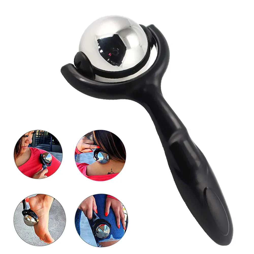 Stainless steel massage roller ball in black for deep tissue muscle therapy and pain relief — view 2