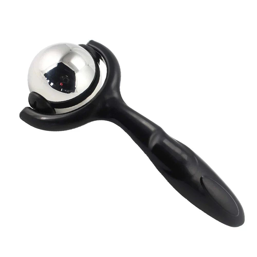 Stainless steel massage roller ball in black for deep tissue muscle therapy and pain relief
