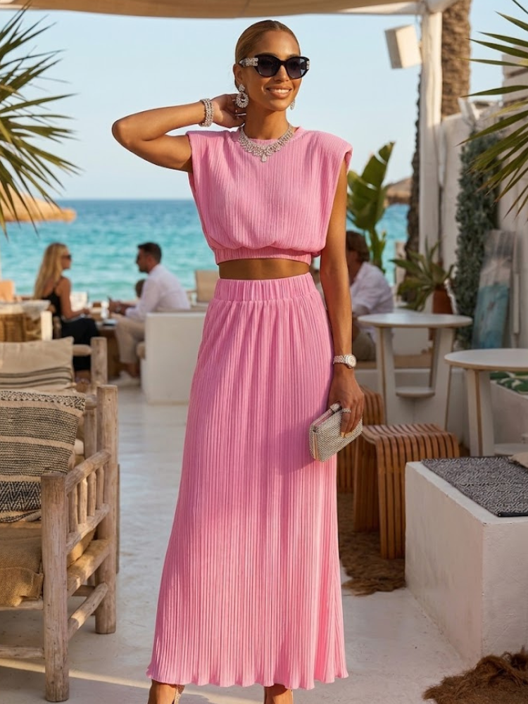 Cala Bassa women's matching set, lightweight summer resort wear in premium luxury fabric — view 2