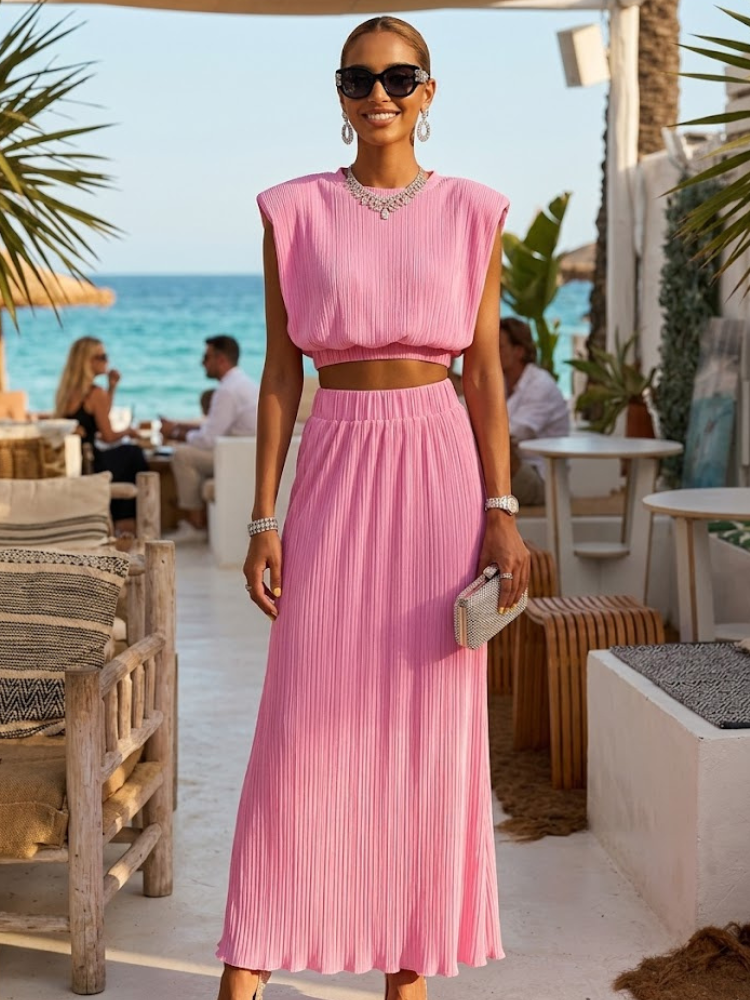 Cala Bassa women's matching set, lightweight summer resort wear in premium luxury fabric