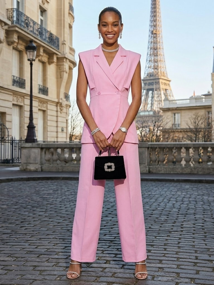 Women's Palais-Royal matching set featuring architectural silhouettes and shimmering textures for an elegant coordinated look