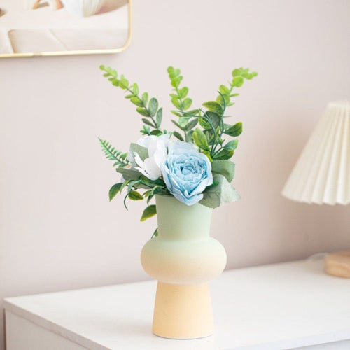 Handmade dopamine gradient ceramic vase with a modern geometric shape and smooth matte finish — view 4