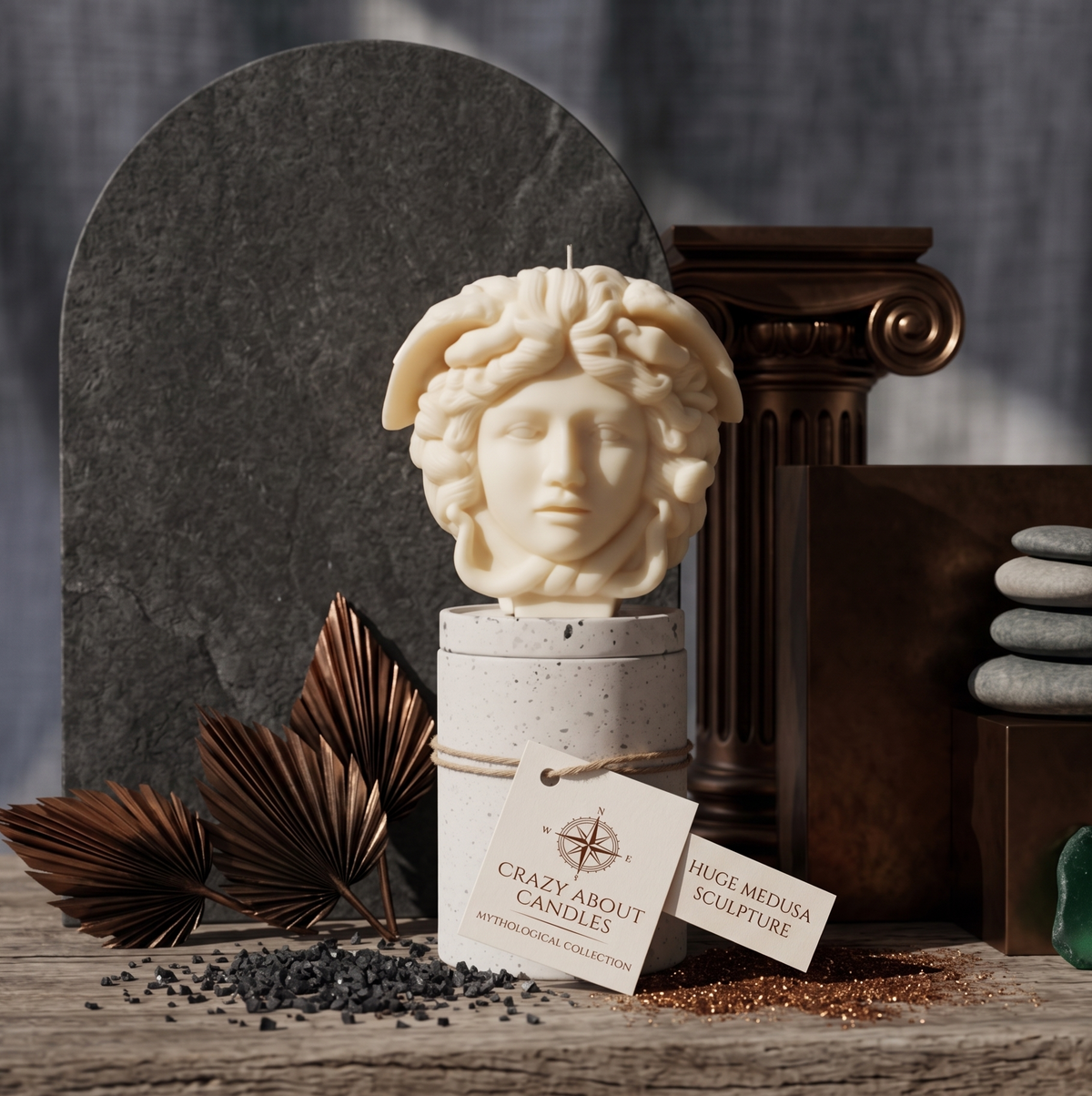 Large Medusa Sculpture Soy Candle – Greek Mythology Art