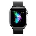 Black stainless steel mesh infinite loop watch band compatible with Apple Watch 38mm to 41mm
