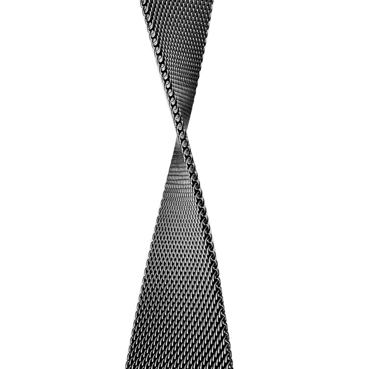 Black stainless steel mesh infinite loop watch band compatible with Apple Watch 38mm to 41mm — view 3