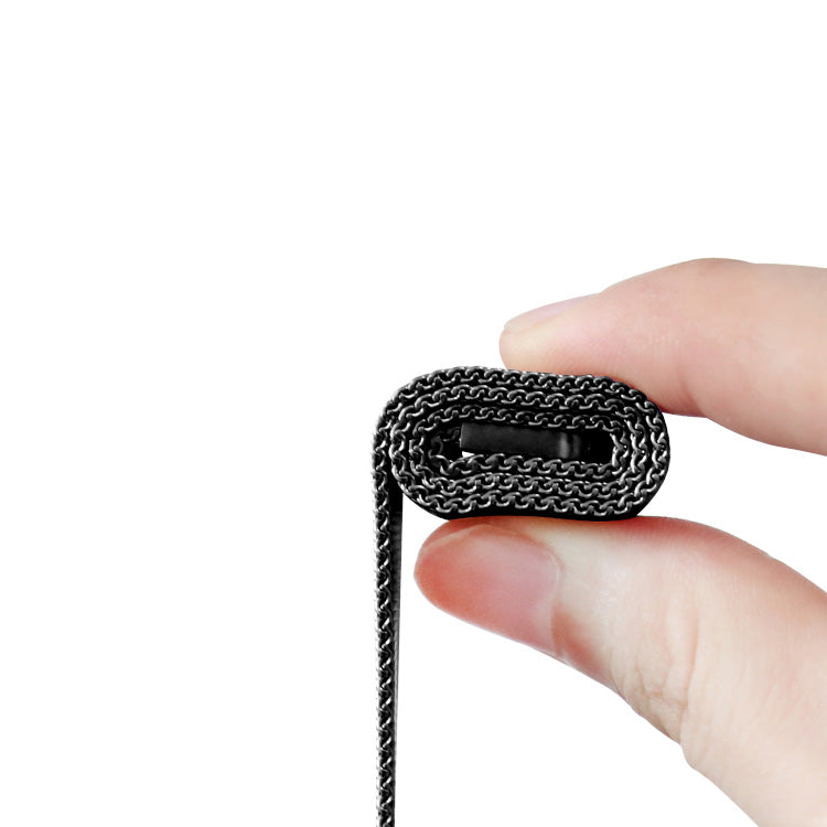 Black stainless steel mesh infinite loop watch band compatible with Apple Watch 38mm to 41mm — view 4