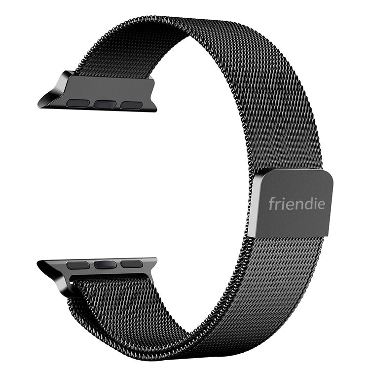 Black stainless steel woven mesh infinite loop band for Apple Watch with magnetic clasp — view 2