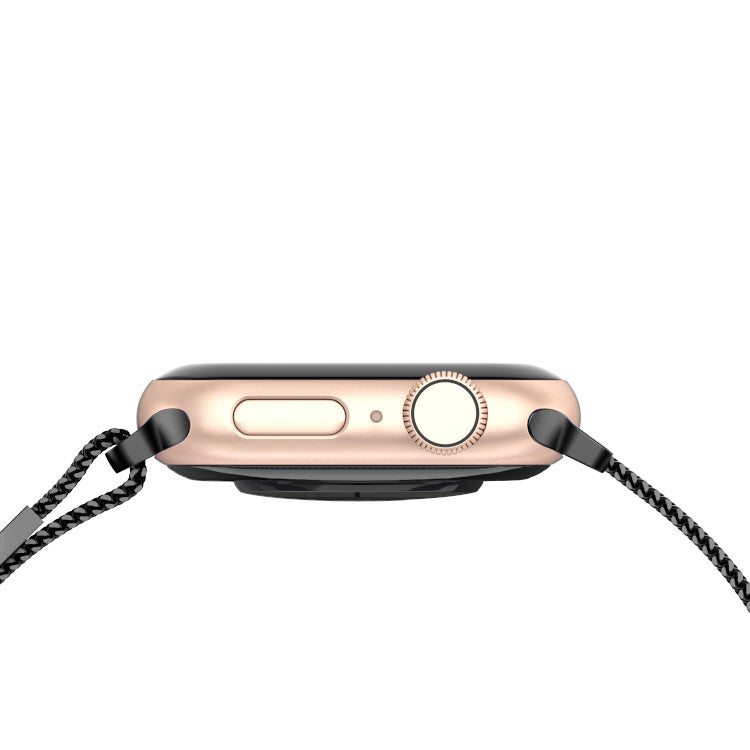 Black stainless steel woven mesh infinite loop band for Apple Watch with magnetic clasp — view 5