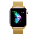 Gold stainless steel woven mesh Apple Watch band with magnetic infinite loop clasp
