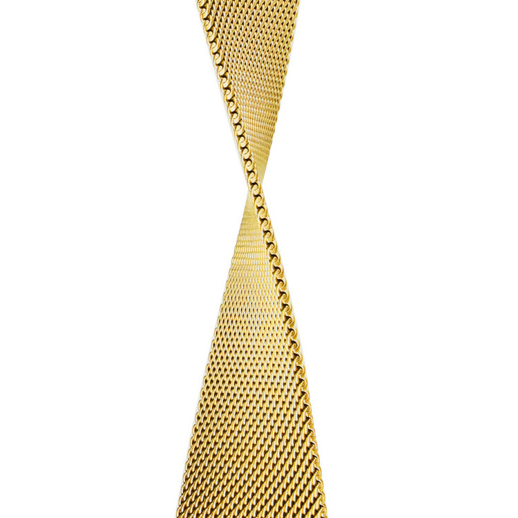 Gold stainless steel woven mesh Apple Watch band with magnetic infinite loop clasp — view 2