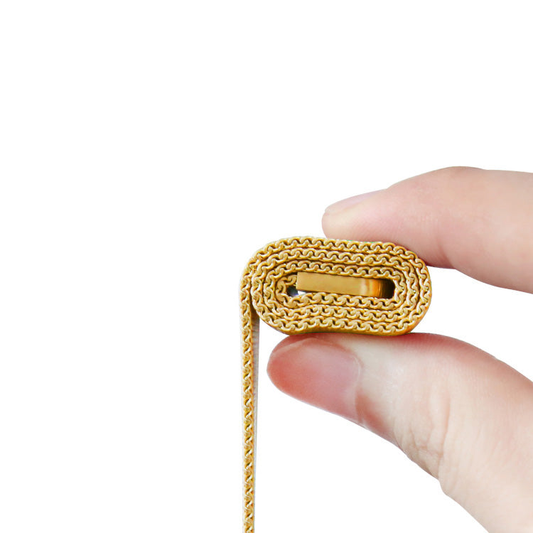 Gold stainless steel woven mesh Apple Watch band with magnetic infinite loop clasp — view 3