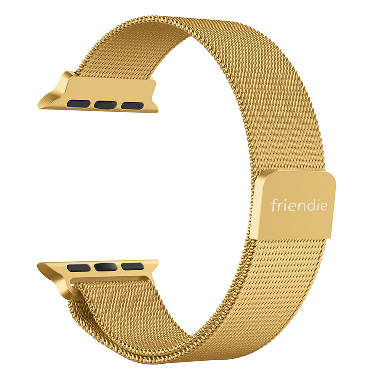 Gold stainless steel woven mesh infinite loop watch band with magnetic clasp for Apple Watch — view 4