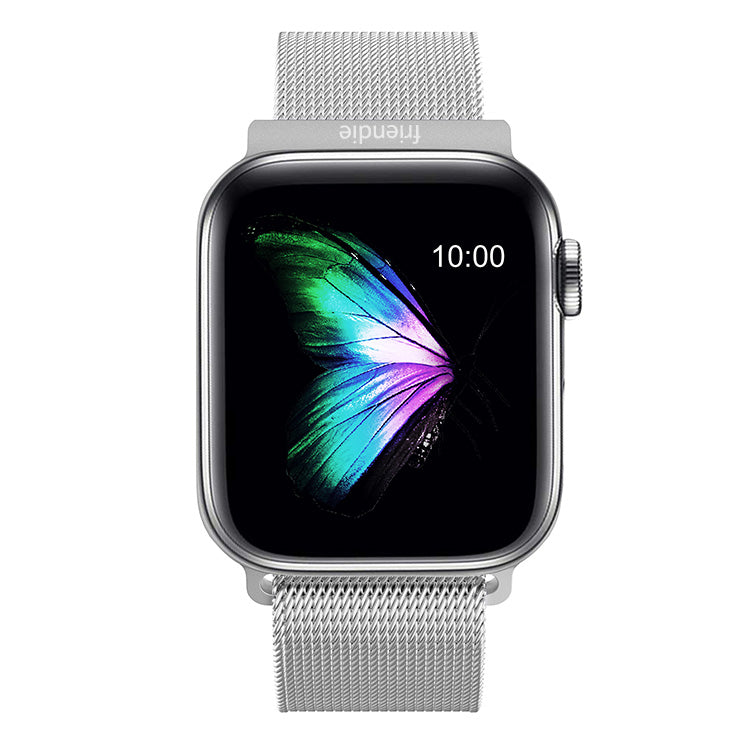 Large stainless steel woven mesh watch band with infinite loop magnetic clasp for Apple Watch