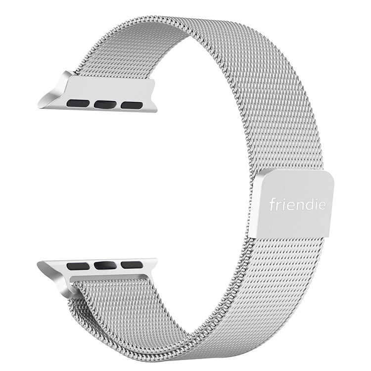 Large stainless steel woven mesh watch band with infinite loop magnetic clasp for Apple Watch — view 4