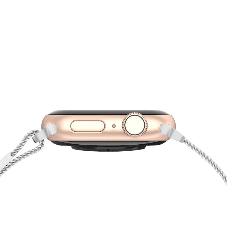 Large stainless steel woven mesh watch band with infinite loop magnetic clasp for Apple Watch — view 5