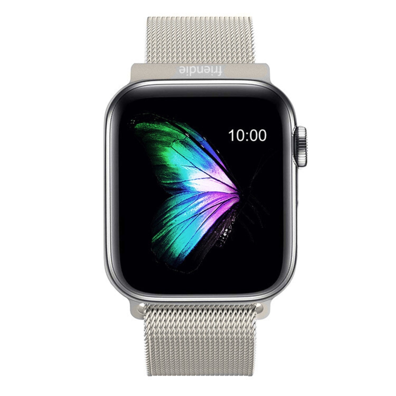 Starlight stainless steel woven mesh Apple Watch band with an adjustable magnetic infinite loop clasp
