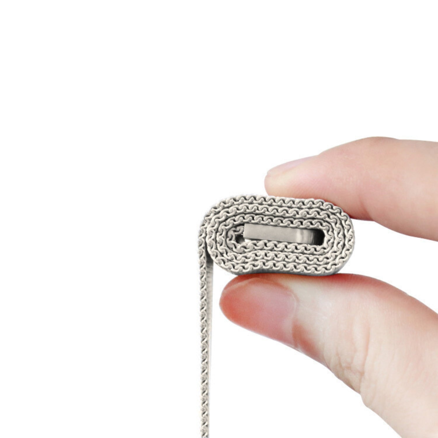 Starlight stainless steel woven mesh Apple Watch band with a magnetic loop clasp — view 3