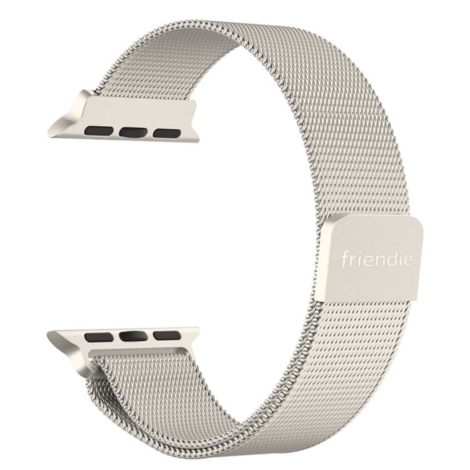 Starlight stainless steel woven mesh Apple Watch band with a magnetic loop clasp — view 4
