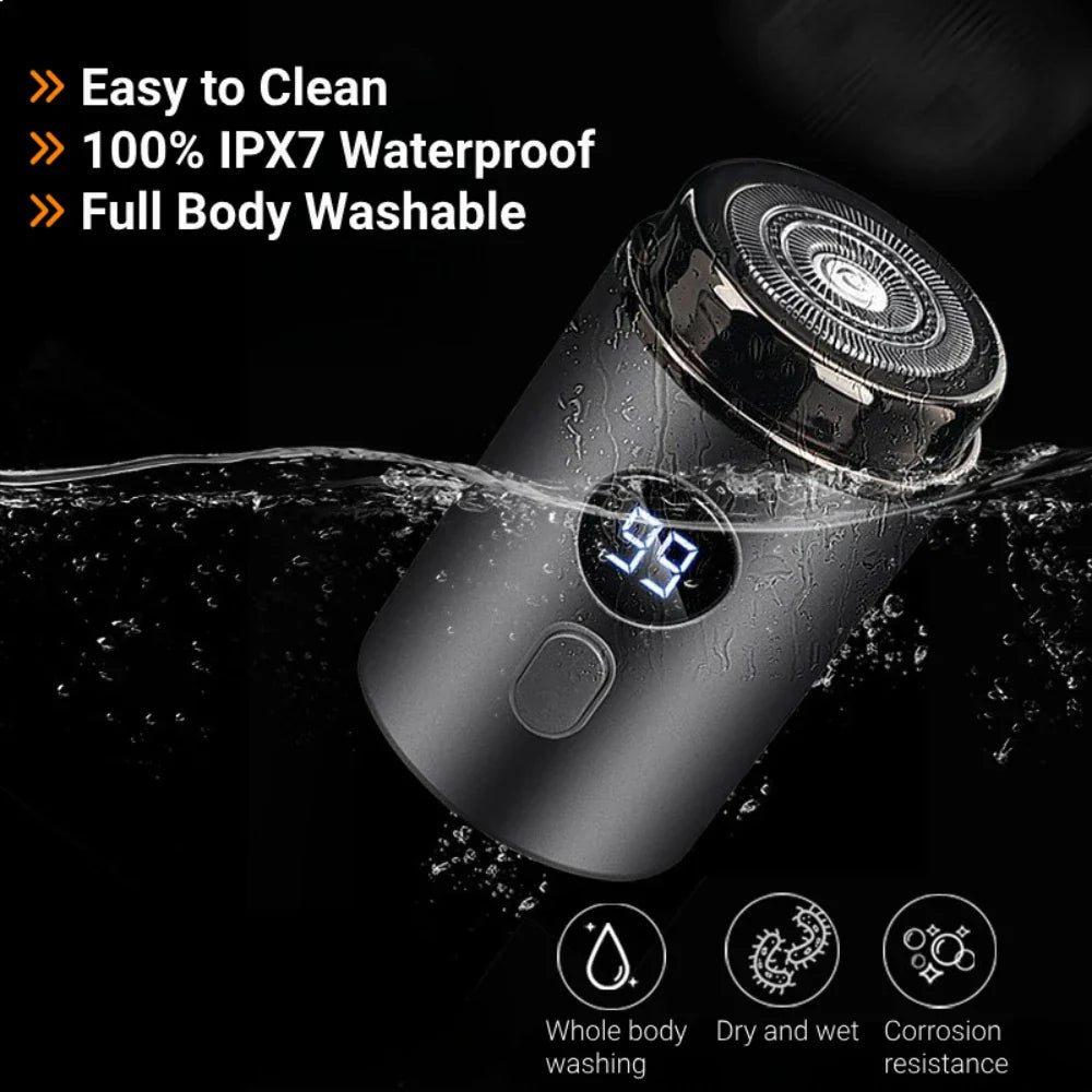 Men's electric razor in sleek grey finish with digital display and compact portable design — view 4