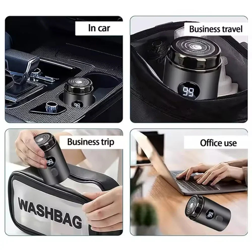 Men's electric razor in sleek grey finish with digital display and compact portable design — view 5