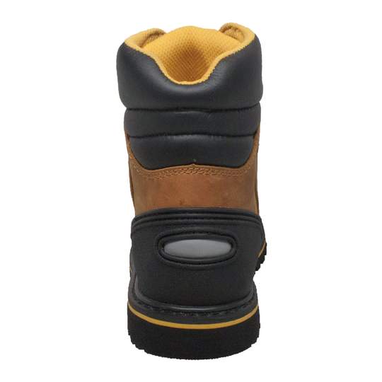 Men's light brown leather 7-inch steel toe work boots with rugged slip-resistant rubber outsoles — view 3