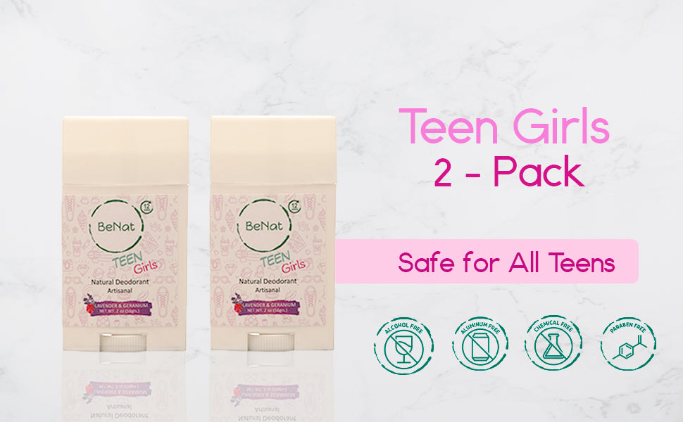 Natural kids and teens deodorant 2-pack sticks, aluminum-free hypoallergenic formula for sensitive skin — view 3