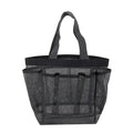 Portable mesh shower caddy in black with 8 pockets and handle for bathroom organization