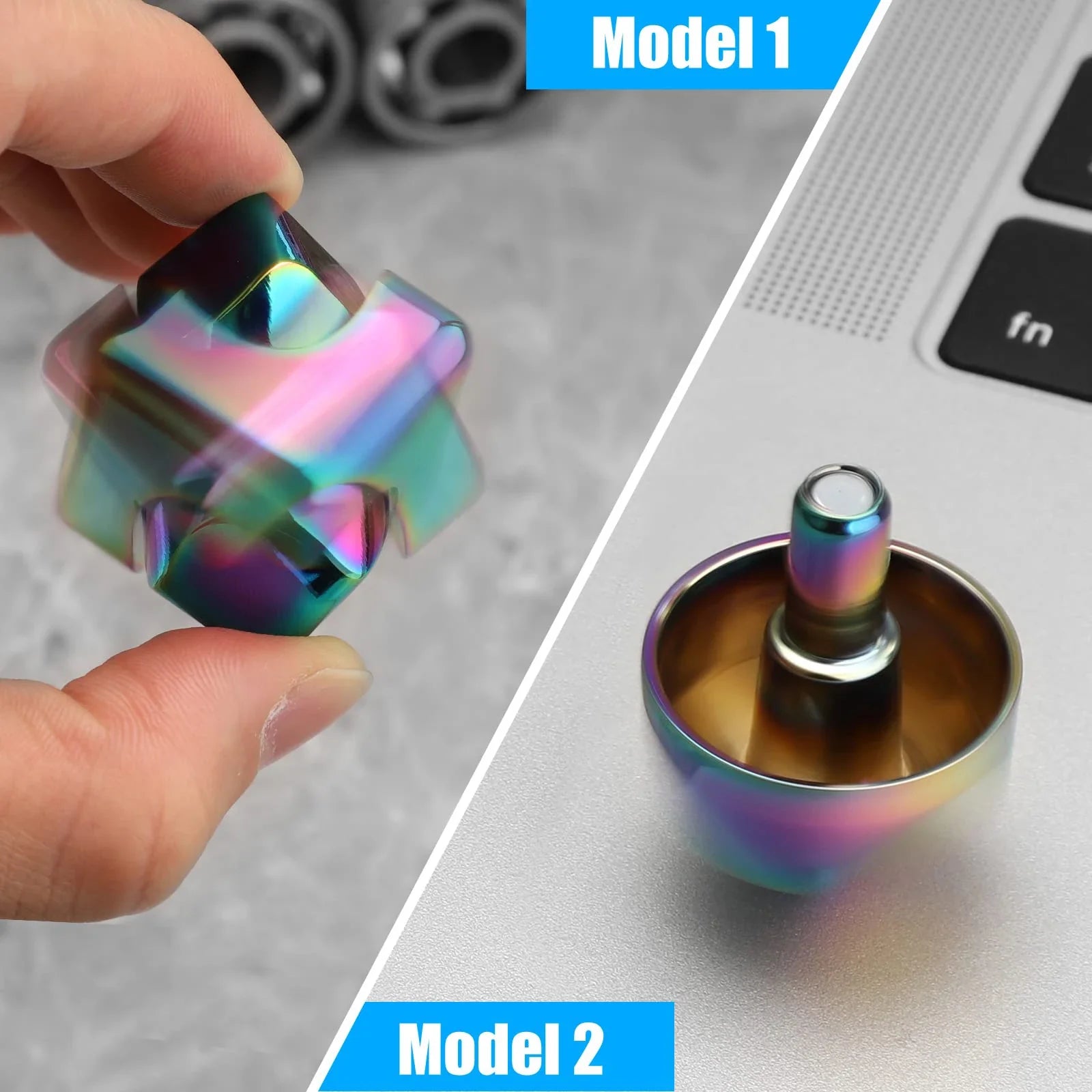 Metal cube spinner fidget toy featuring a sleek geometric design for desktop stress relief — view 5
