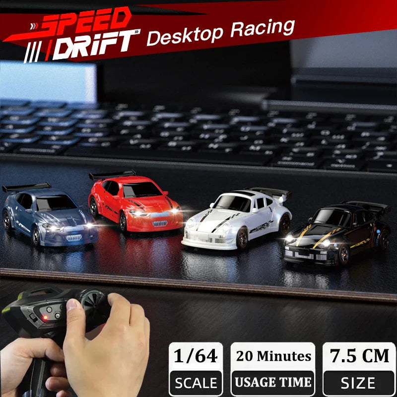 1:64 scale mini drift RC racing car in metal and plastic with remote controller