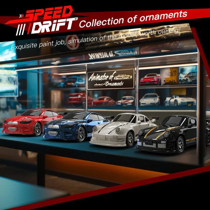 1:64 scale mini drift RC racing car in metal and plastic with remote controller — view 2