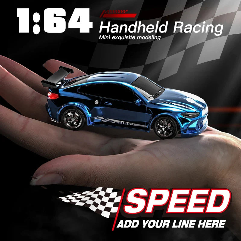 1:64 scale mini drift RC racing car in metal and plastic with remote controller — view 4