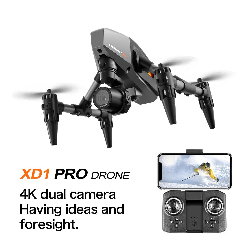 Compact 4K dual camera mini drone with alloy structure and remote control ready flight remote control and wifi — view 4