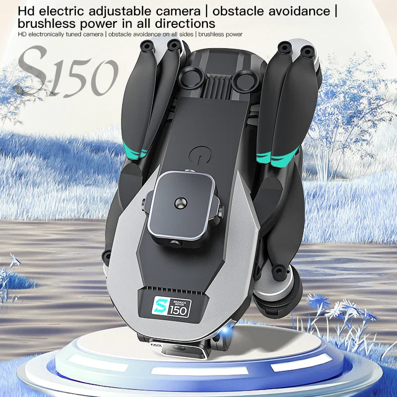 Compact mini drone with dual camera, high definition front lens, and black lightweight aerodynamic frame — view 3